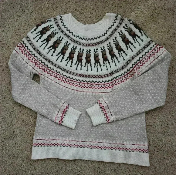 H&M Alpaca Blend Pullover Sweater Size M Reindeer Holiday Knit - Picture 1 of 6